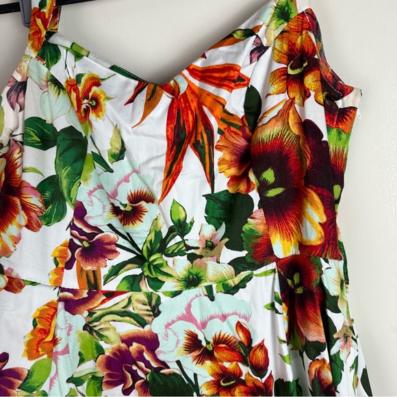 Hearts & Roses Princess Lilly Floral Rose Orange Green PinupRetro Swing Dress 12 - Picture 10 of 16